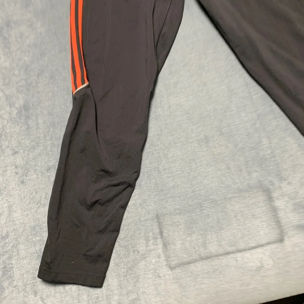 Adidas Climalite Training Pants Mens M Black Red Striped Drawstring Activewear